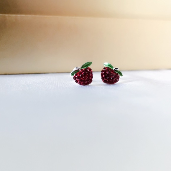 SOLD!!! Sterling Silver Strawberry Earrings - Picture 3 of 5